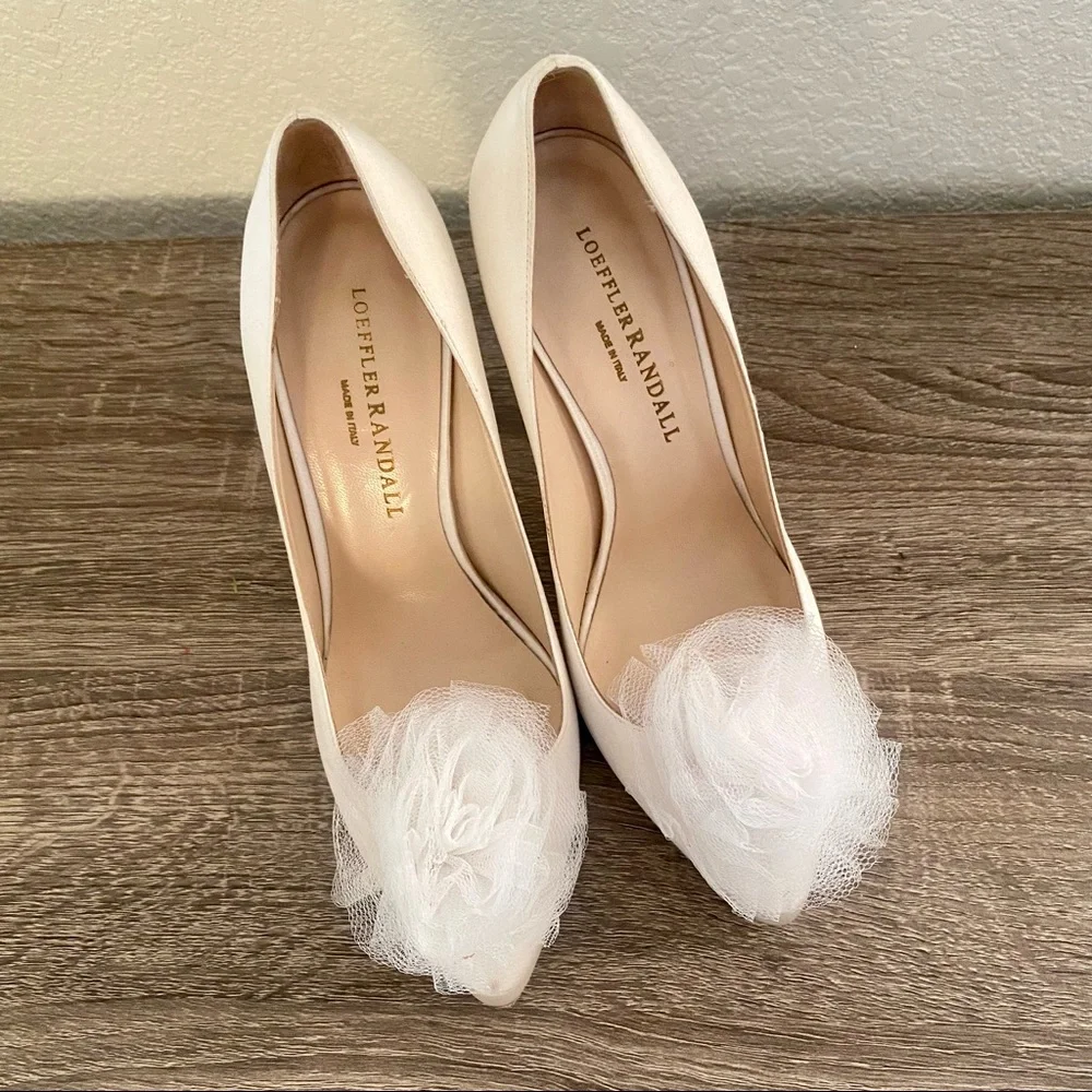 Loeffler Randal Satin Tulle Bridal Pumps - Picture 2 of 9
